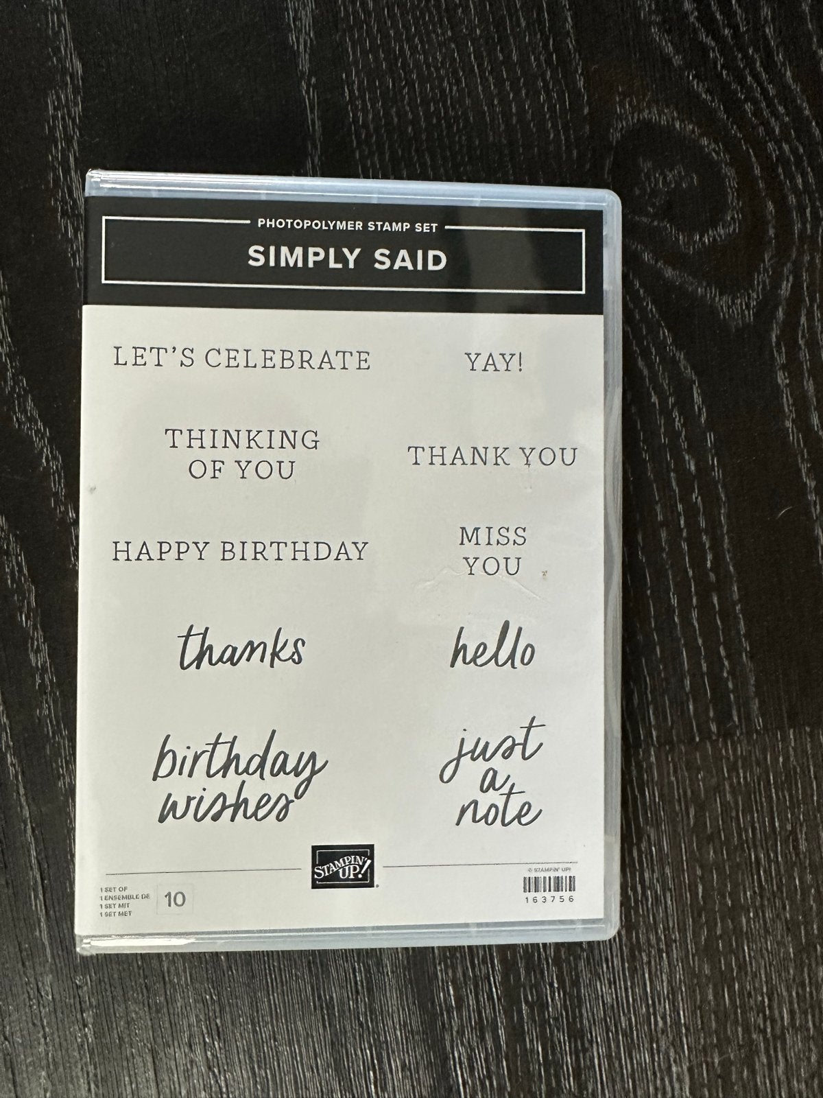 Stampin' Up! Simply Said Fotopolymeer Stempelset, Hobby en Vrije tijd, Ophalen of Verzenden, Zo goed als nieuw, Clearstamp