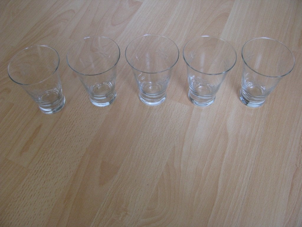11 leuke vintage glazen met bloem motiefje, Ophalen of Verzenden