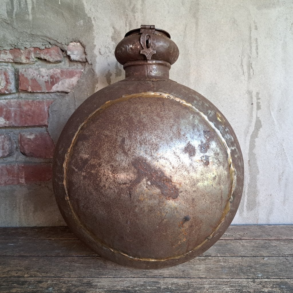 Oude metalen waterpot waterkruik kruik + deksel India Etage3, Gebruikt, ., Ophalen of Verzenden, .