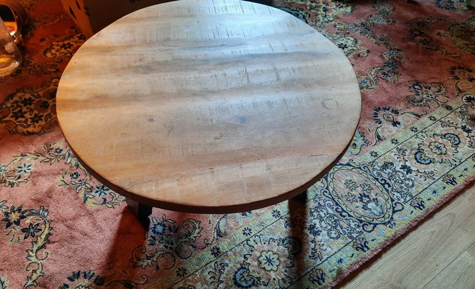Salontafel mangohout-metaal, Ophalen, 50 tot 100 cm, Rond, 50 tot 100 cm