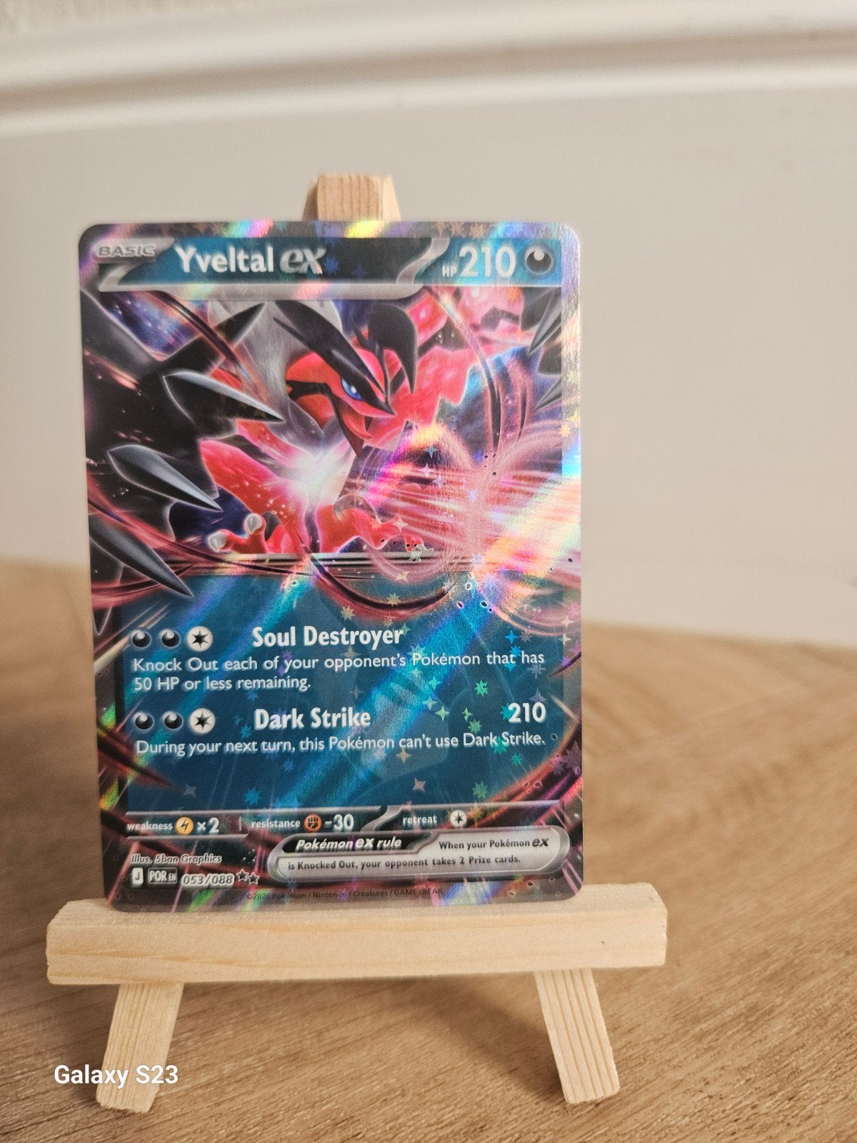 Yveltal EX Pokémon kaart - Zeldzaam en Foil, Ophalen of Verzenden, Zo goed als nieuw, Losse kaart, Foil