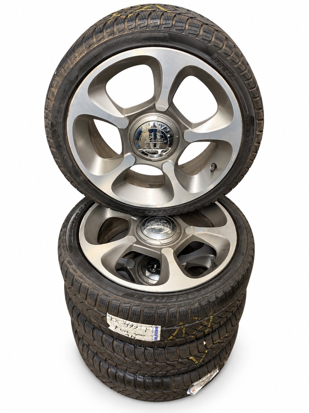 Fiat 500 Abarth Set van 4 lichtmetalen velgen incl. Banden, Gebruikt, Banden en Velgen, 17 inch, Personenwagen