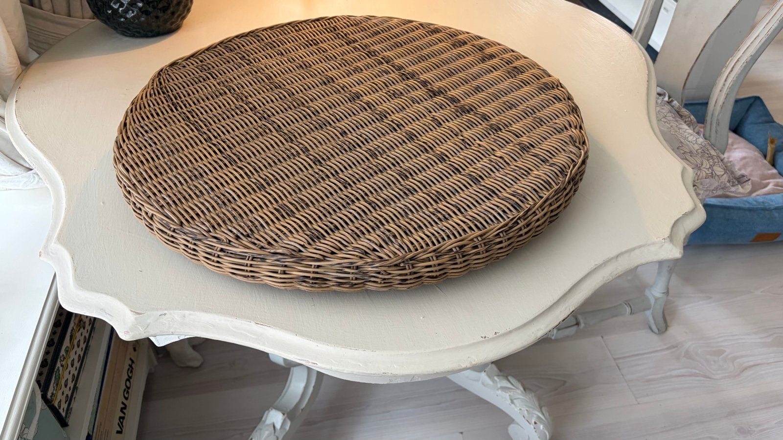Grote ronde rieten draaischijf serveerrotonde Lazy Susan, Ophalen, Overige typen, Bruin, Natuurlijk materiaal