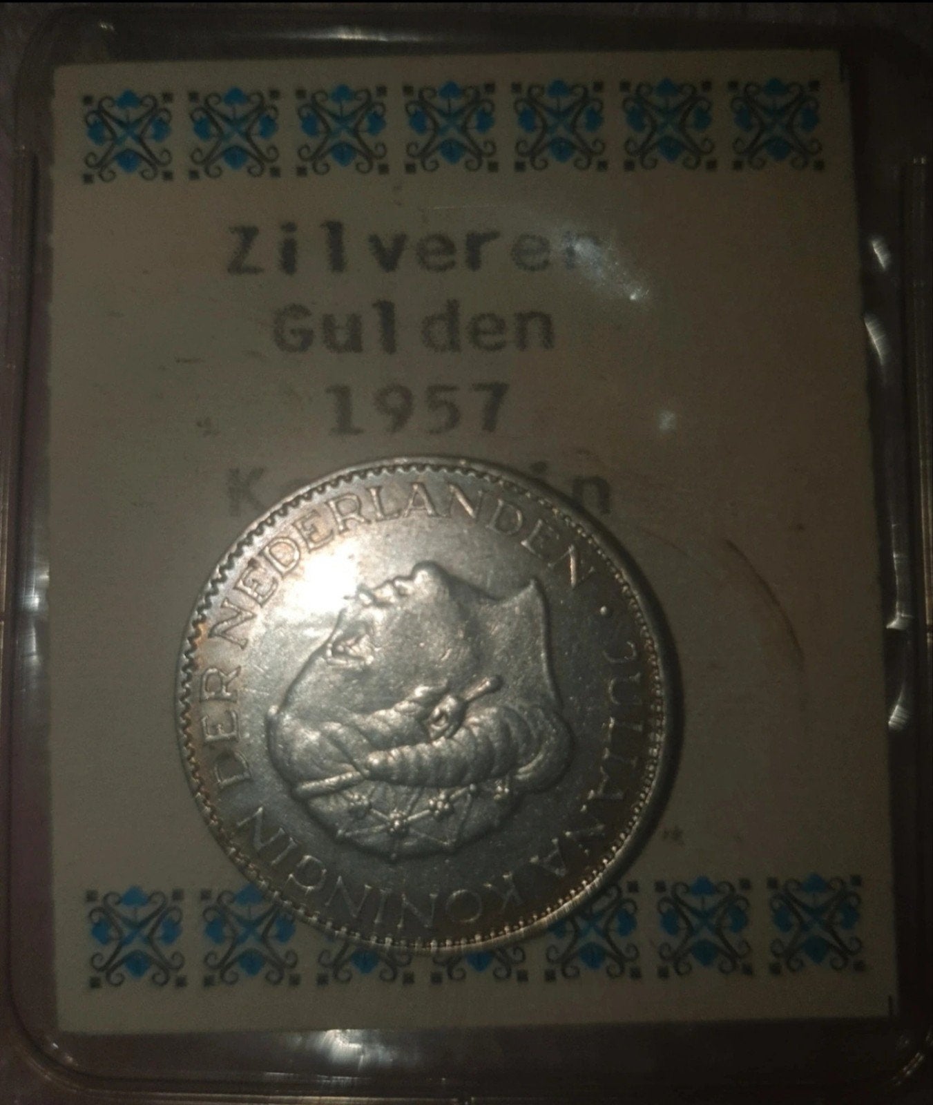 Zilveren Gulden 1957 - Koningin Juliana, Postzegels en Munten, Munten | Nederland, 1 gulden, Koningin Juliana, Zilver, Ophalen of Verzenden
