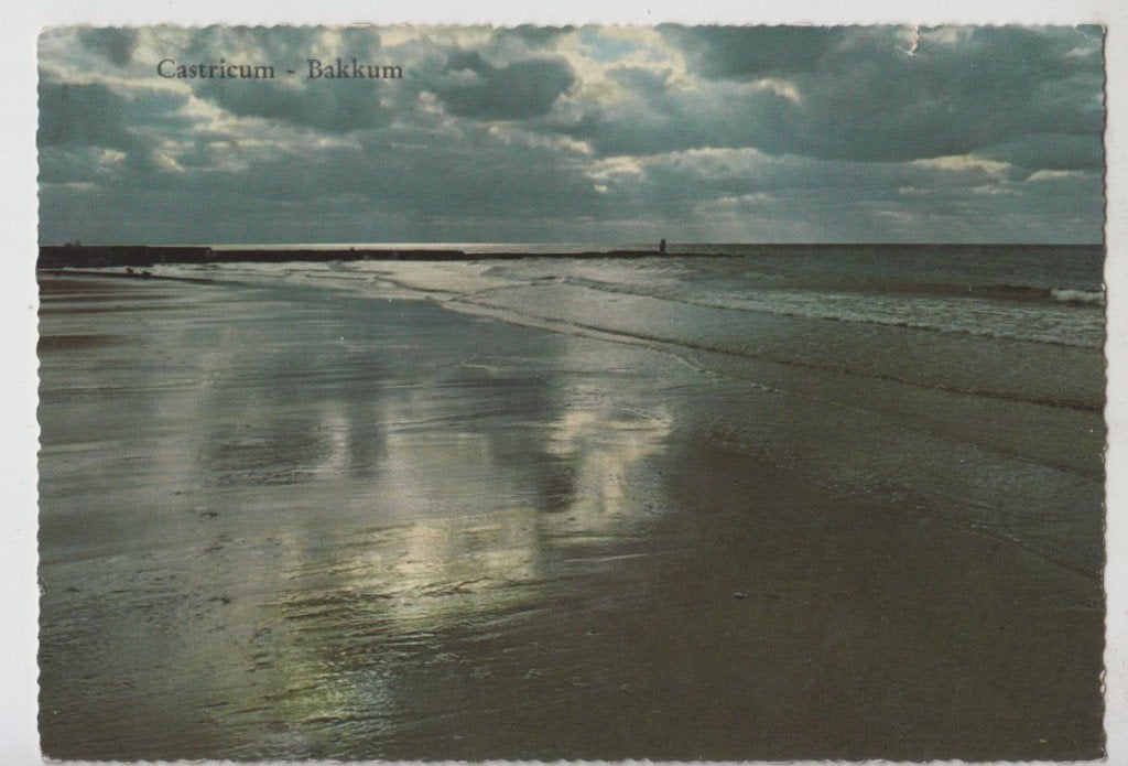Castricum - Bakkum Strand Zee bij avond Natuur Gelopen, Ophalen of Verzenden, 1960 tot 1980, Gelopen, Noord-Holland