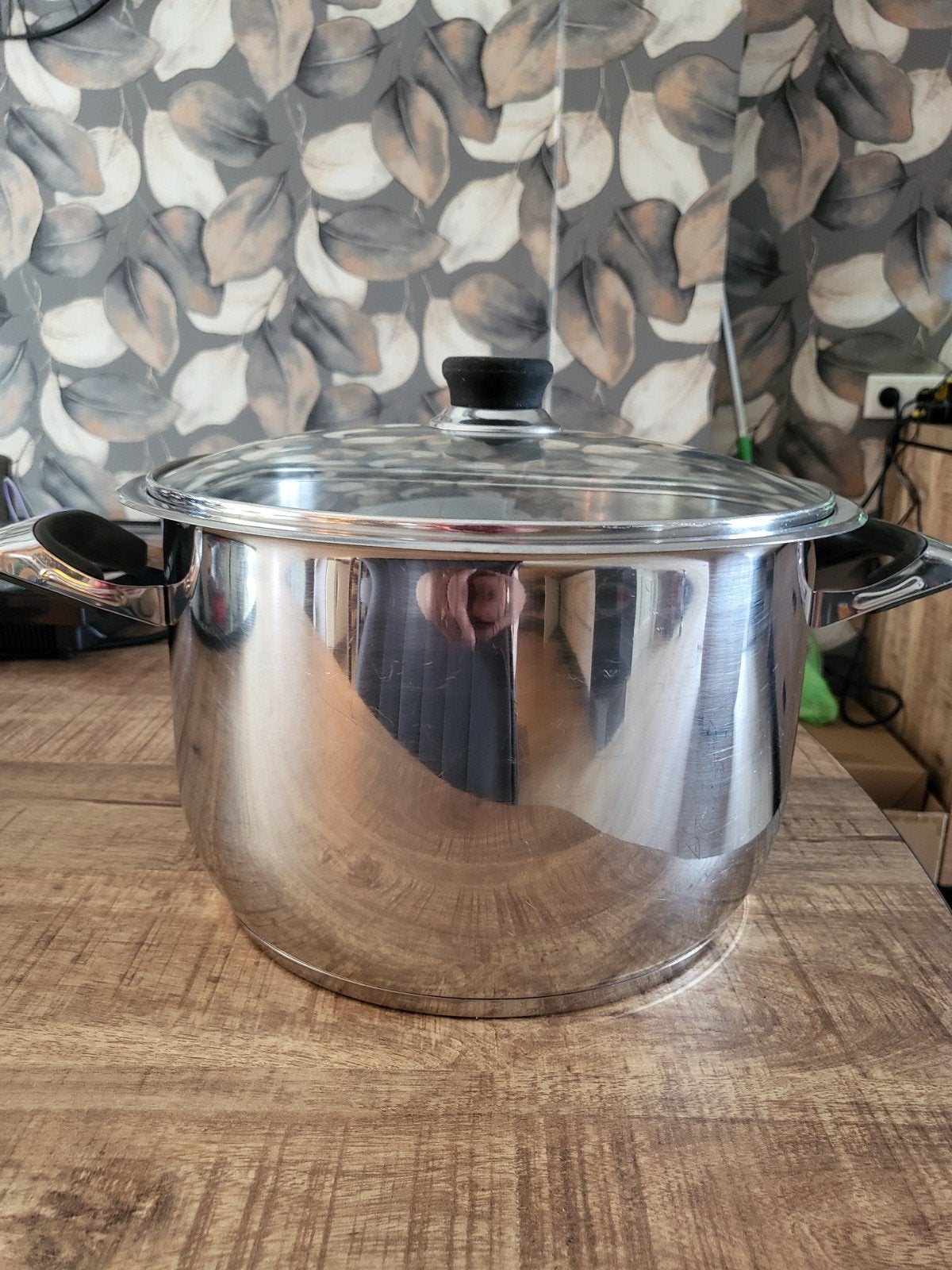 RVS Kookpan /soeppan met Glazen Deksel - Zo goed als nieuw, Huis en Inrichting, Ophalen, Met deksel, Zo goed als nieuw, Rvs