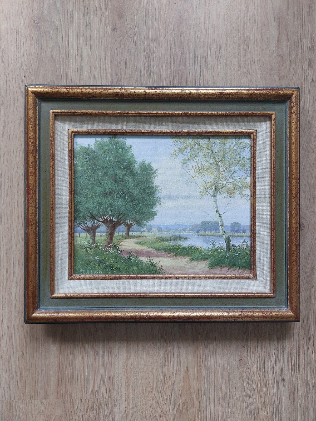 Landschap 'Zicht op de IJssel' door Johanna Dorothea Alberts, Ophalen of Verzenden