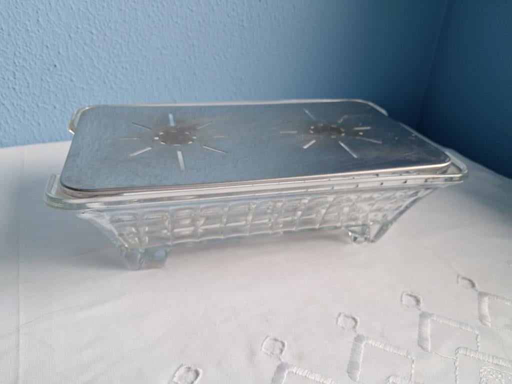 Vintage Frans glazen rechaud (warmhoudplaat)., Ophalen of Verzenden