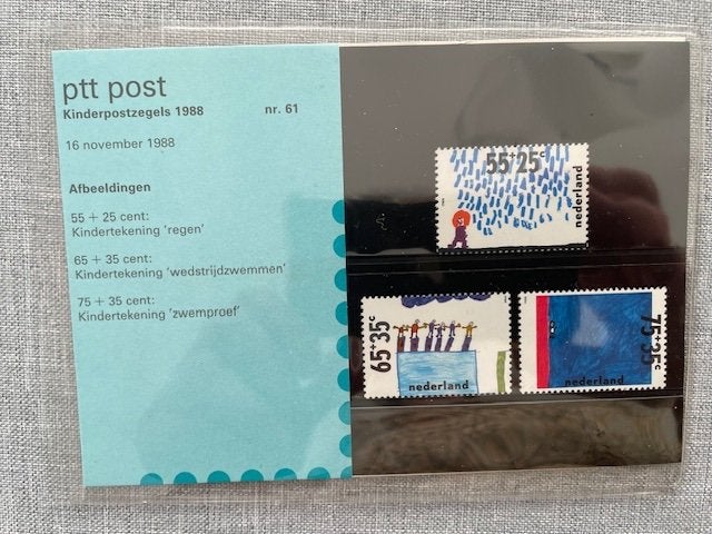 Postzegelmapje PZM61 Kinderzegels, kind en water 1988, Ophalen of Verzenden, Postfris, Overige thema's