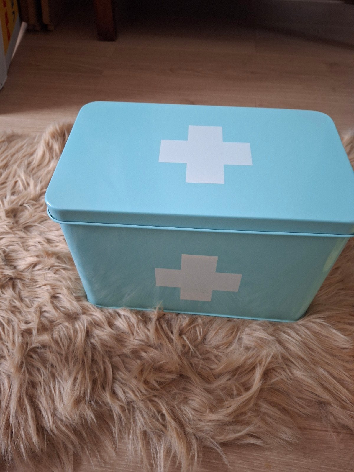 EHBO-kistje metaal lichtblauw, Ophalen, Zo goed als nieuw, Blauw, Metaal