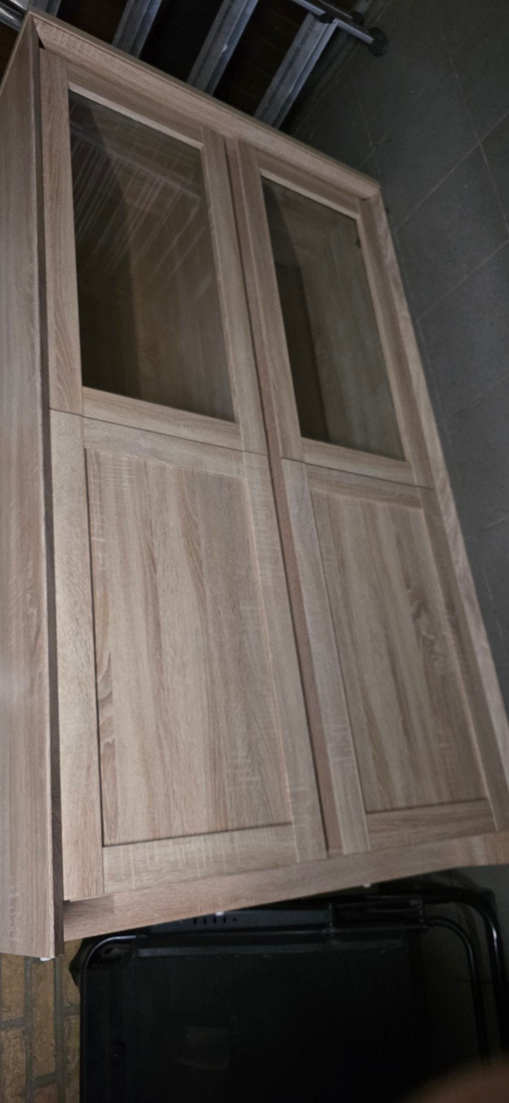 nette kast, 4 deurs boven glas, onder dicht deurtjes., Ophalen, 150 tot 200 cm, 25 tot 50 cm, Glas