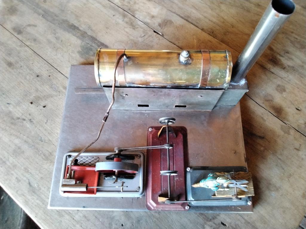 Antieke stoommachine met houtzager, werkend model, Ophalen of Verzenden, Gebruikt