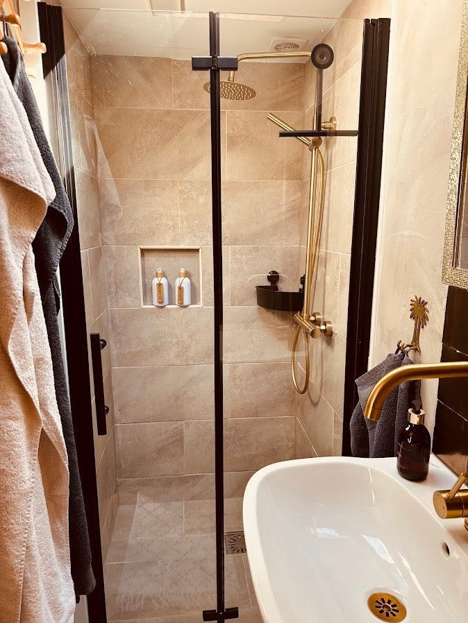 Zwarte Douchedeur 90x195 Vouwdeur / inklapbaar, Ophalen, Gebruikt, Glas, Douche