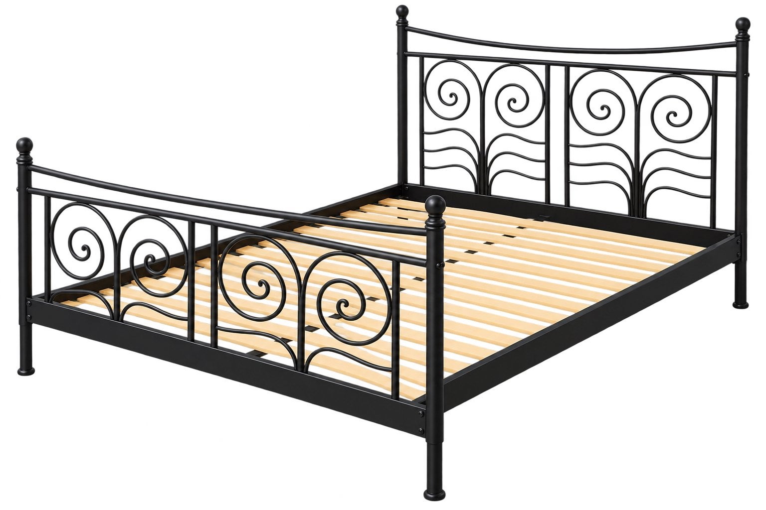 Zwart metalen tweepersoonsbed met lattenbodem 160x200, Ophalen, Gebruikt, Zwart, Tweepersoons