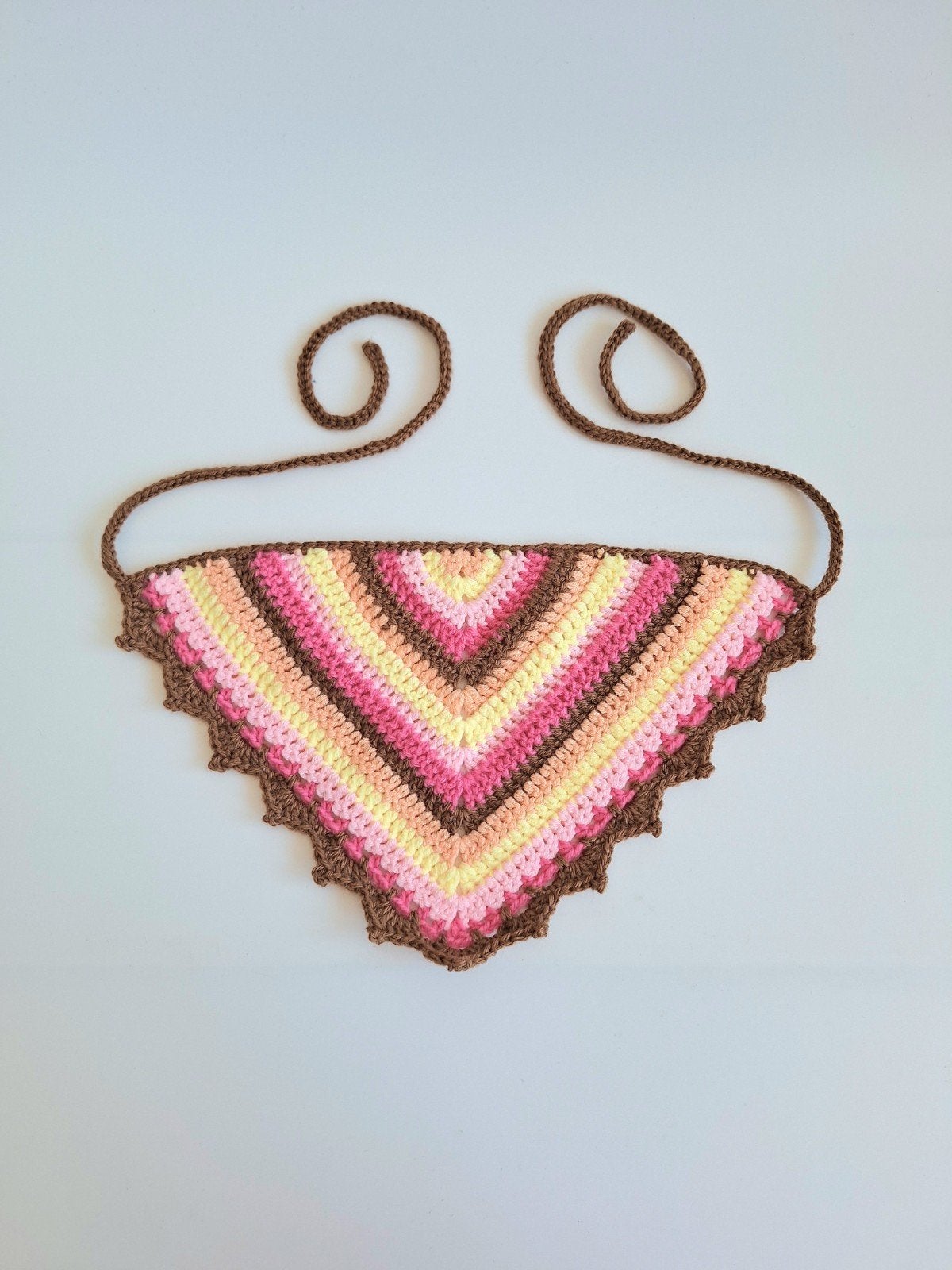 Gehaakte bandana perzikoranje geel lichtroze knalroze bruin, Ophalen of Verzenden, Nieuw, One size fits all