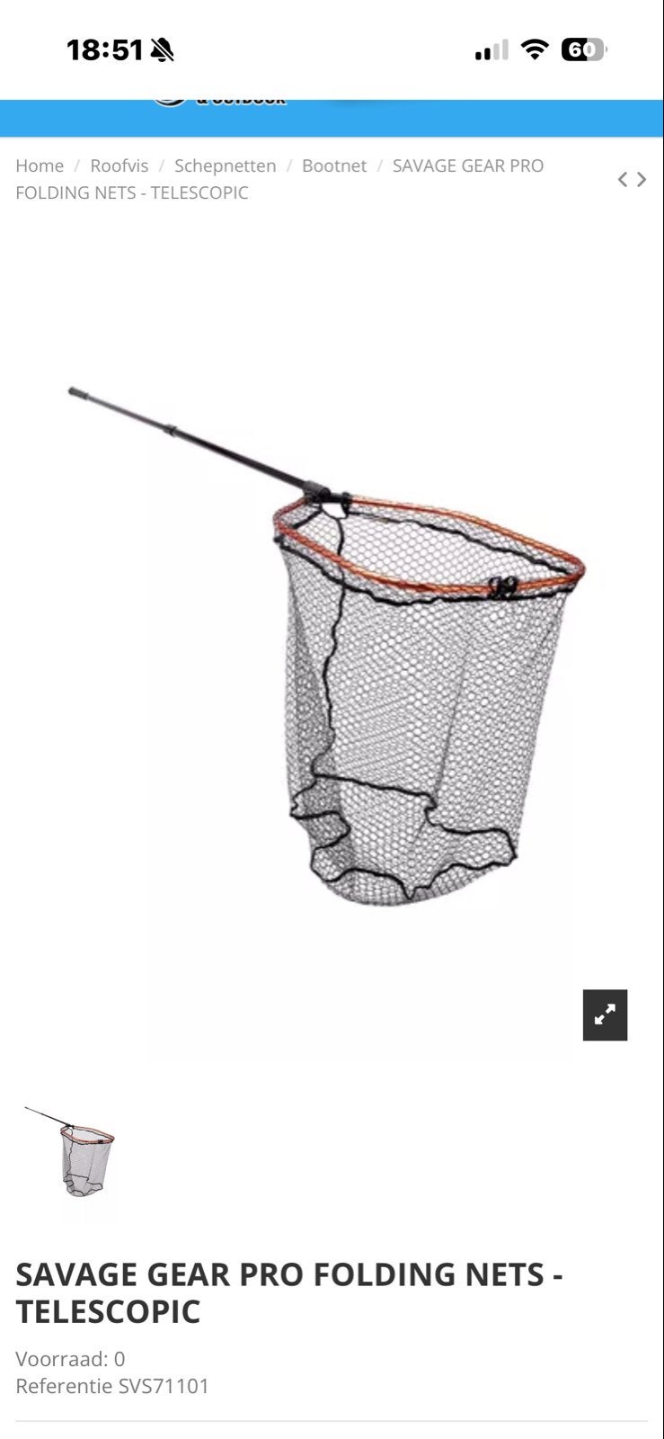 Savage Gear Pro Folding Nets - Telescopisch Schepnet, Ophalen, Zo goed als nieuw, Net of Fuik