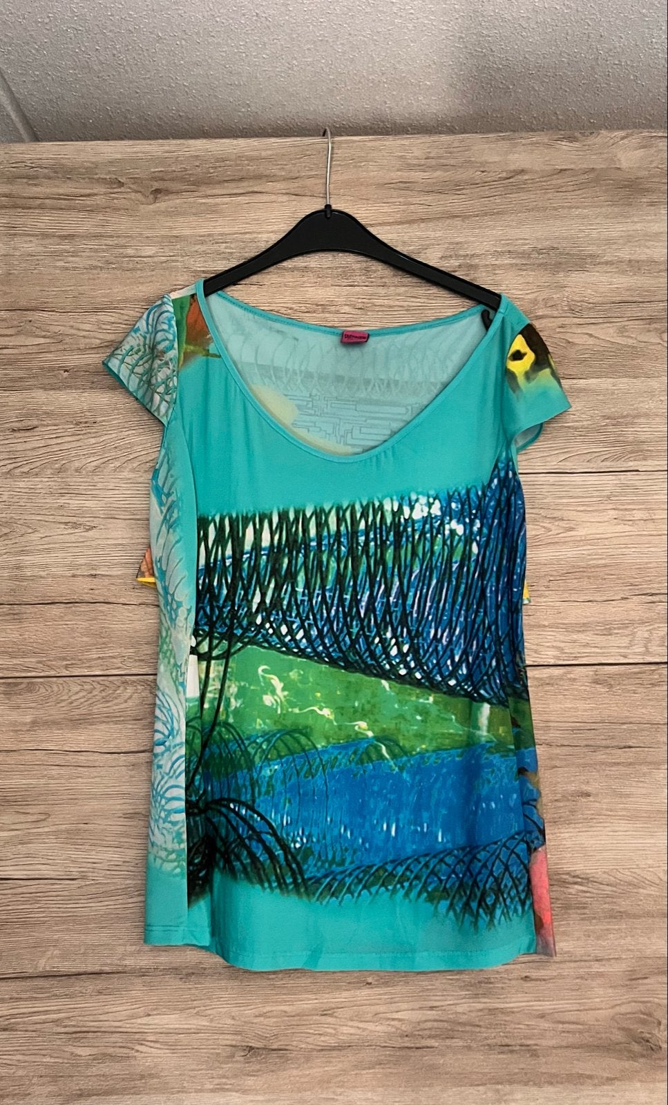 Save The Queen XXL top blauw groen turquoise print XL 40, Meerkleurig, Maat 46/48 (XL) of groter, Ophalen of Verzenden, Zo goed als nieuw