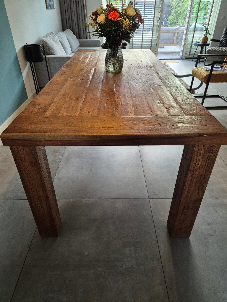 Eettafel teak, Ophalen, Rechthoekig, 200 cm of meer, 50 tot 100 cm