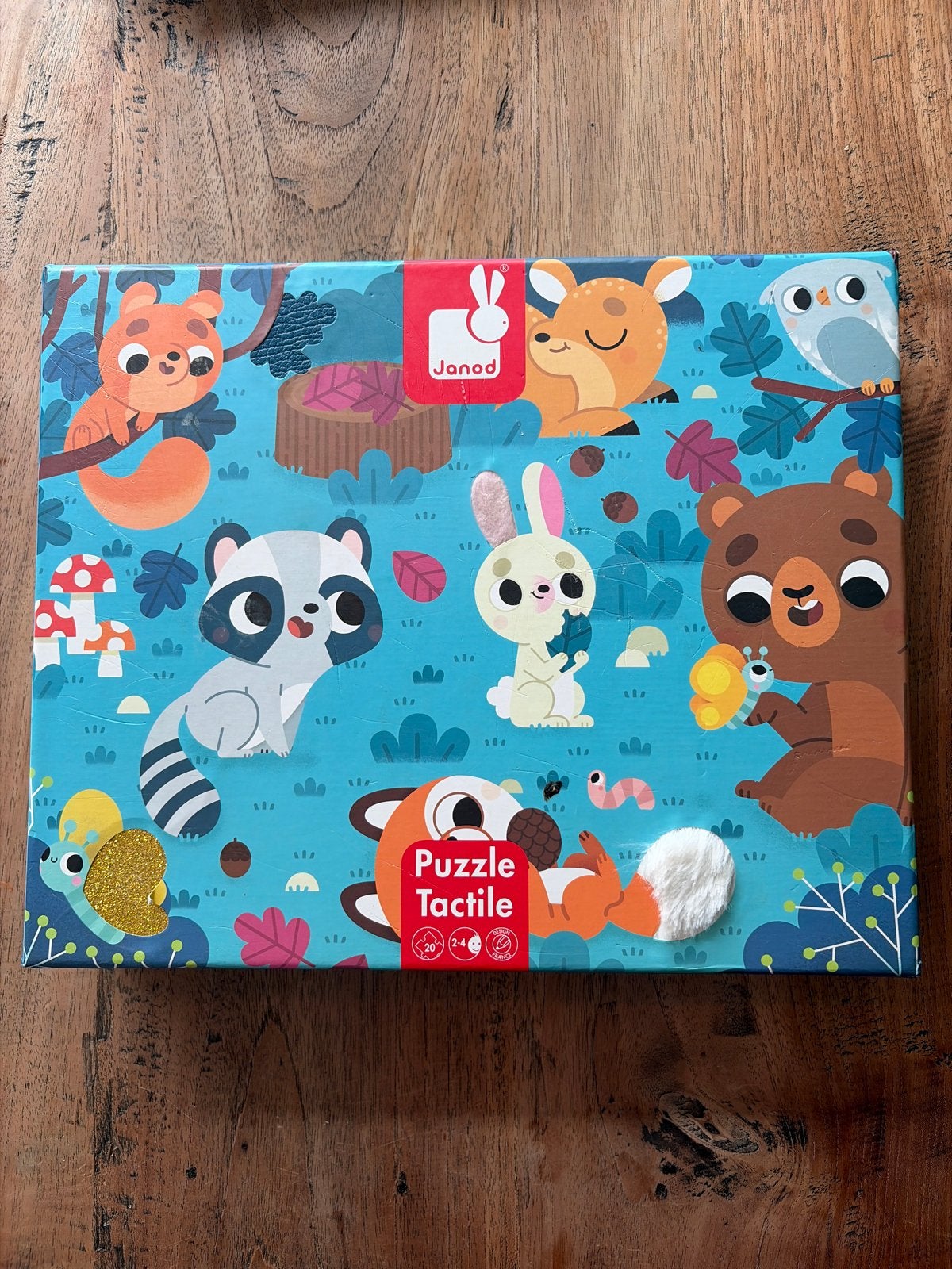 Janod Tastbaar Bosdieren Puzzel - Educatief Speelgoed, Ophalen of Verzenden, Minder dan 10 stukjes, Zo goed als nieuw, 2 tot 4 jaar