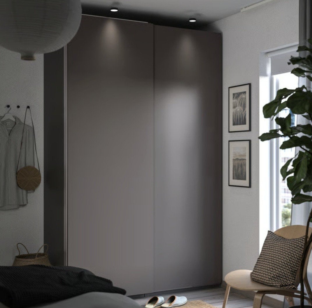IKEA PAX HASVIK schuifdeuren donkergrijs 300236 cm (4 deu, Ophalen, Overige materialen, 200 cm of meer, Met plank(en)
