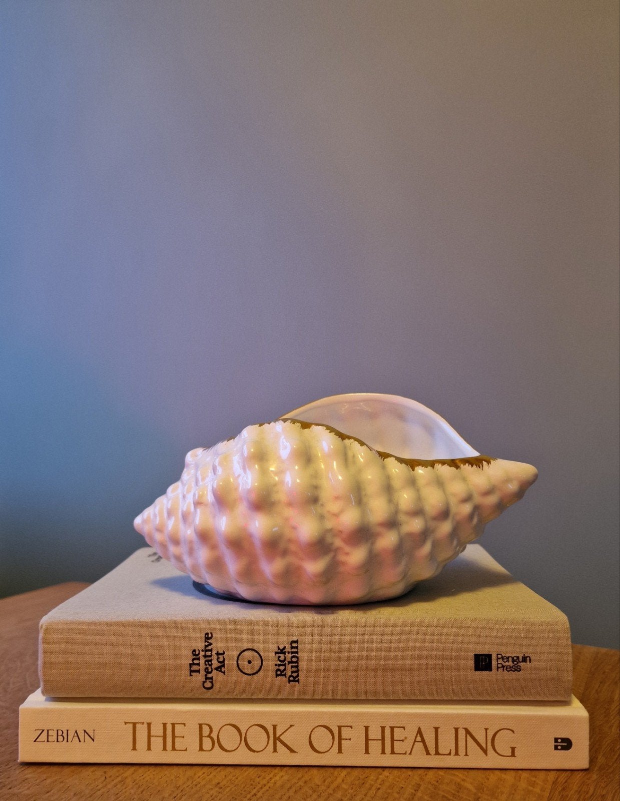 Schelp bloempot met Gouden Randje, Ophalen