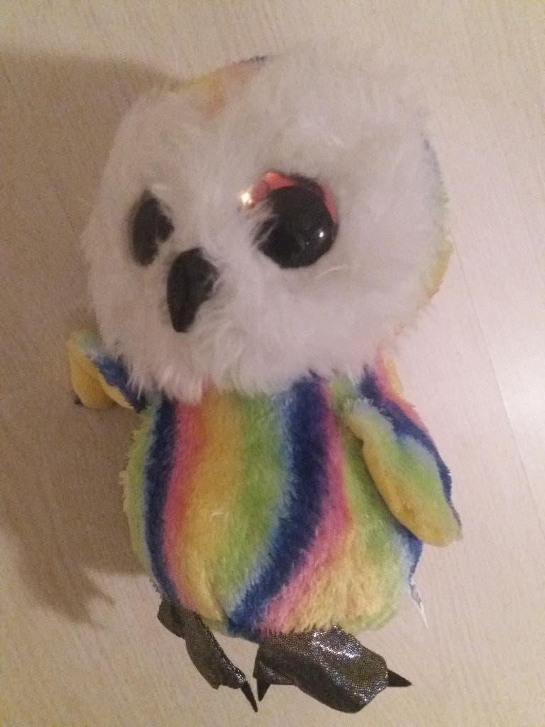 Knuffel: kleurrijke uil (nieuw) Lumo Stars, hoogte ca 25 cm, Overige merken, Overige karakters, Overige typen, Ophalen of Verzenden