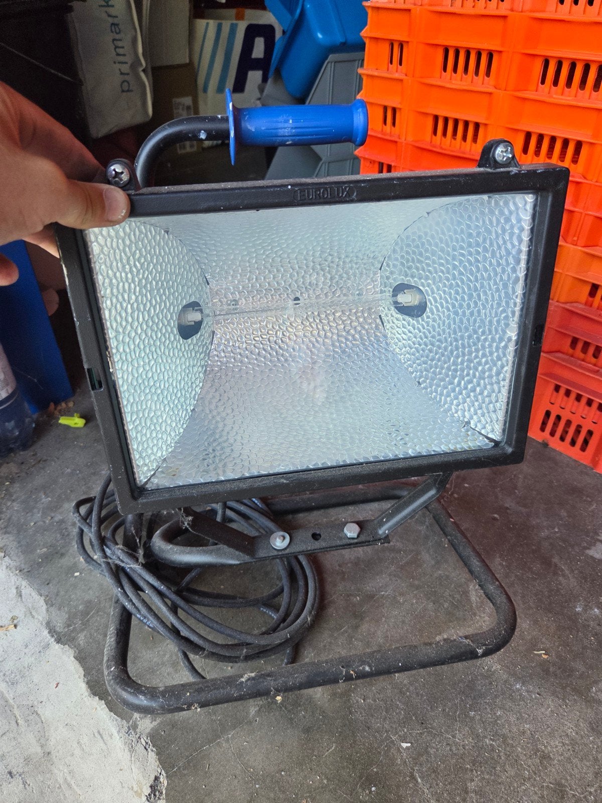 Bouwlamp Eurolux ART. 200 - Krachtige Halogeen Bouwlamp, Ophalen, Gebruikt, Met statief, Lamp met armatuur