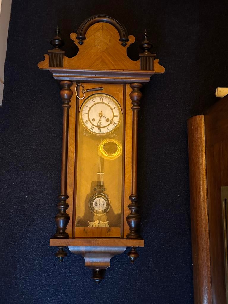 Antieke  Weense regulateur “wandklok”, Antiek en Kunst, Antiek | Klokken, Ophalen of Verzenden