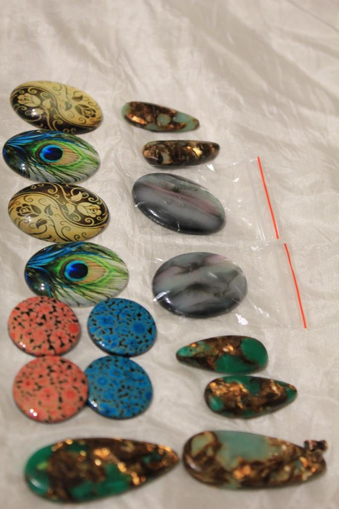 14 cabochons hars, Hobby en Vrije tijd, Kralen en Sieraden maken, Nieuw, Hanger, Ophalen of Verzenden