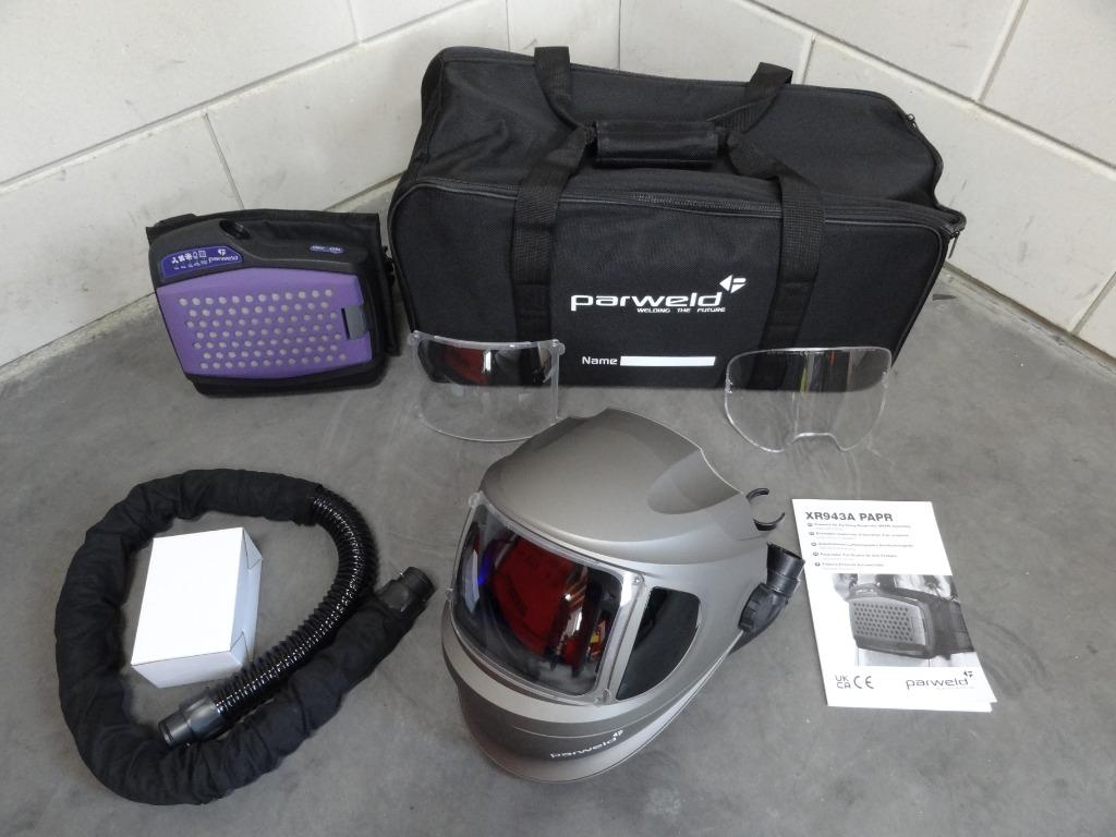 Parweld XR943A Lashelm met opklapbaar slijpvizier/Lucht unit, Ophalen of Verzenden, Nieuw, 250 ampère of meer, Co2