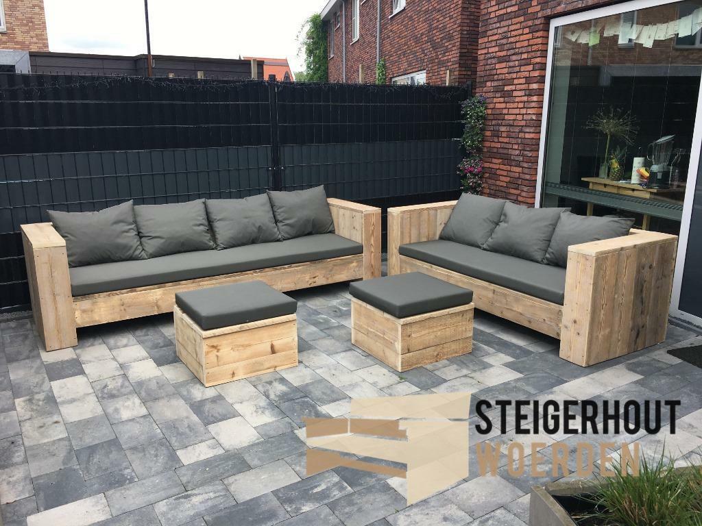 Steigerhouten loungeset tegen actie prijzen steigerhout bank, Tuin en Terras, Tuinsets en Loungesets, Verzenden, Bank, Steigerhout