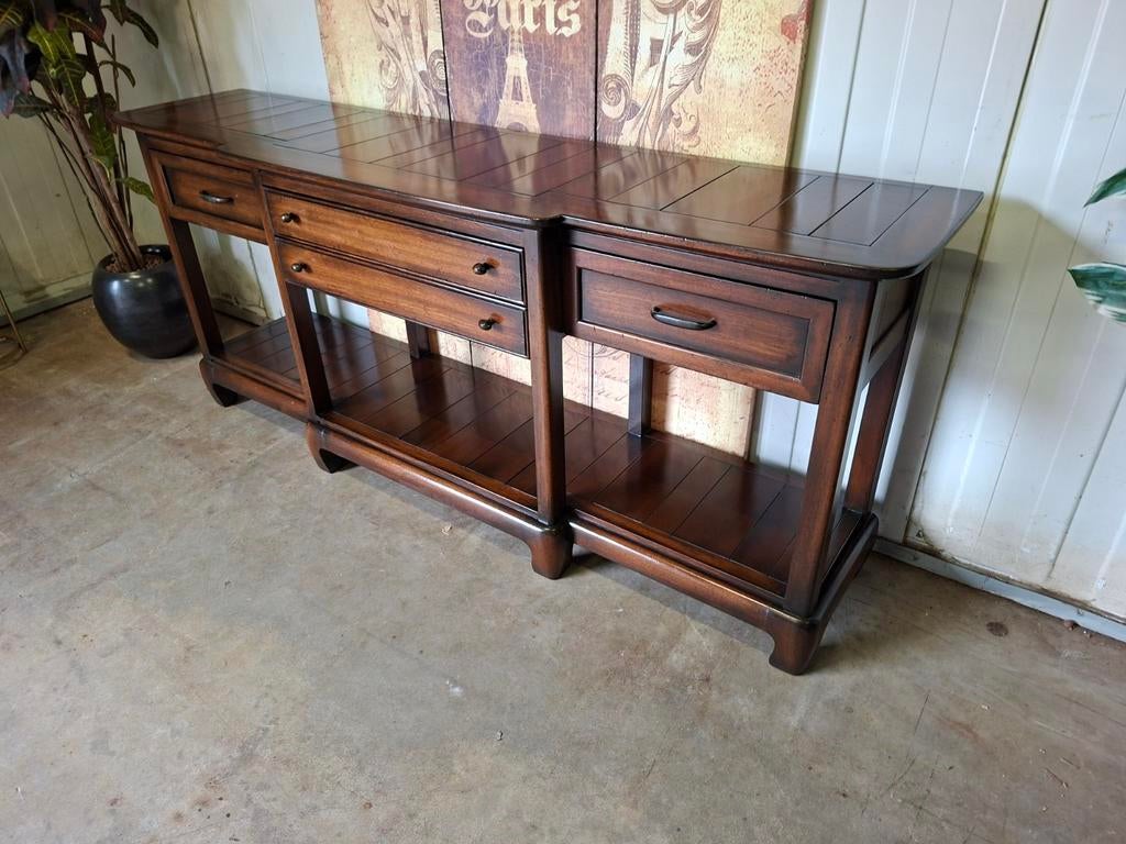 Klassieke Engels sidetable, wandtafel, console, Ophalen of Verzenden, Zo goed als nieuw, 25 tot 50 cm, Rechthoekig
