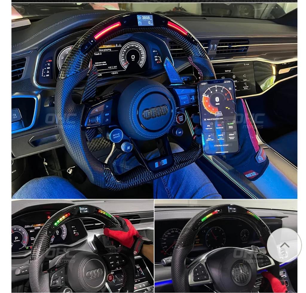 Audi RS A4, A5, S4, S5, S6, RSQ5, SQ5 Carbon Fiber Stuur Led, Auto-onderdelen, Besturing, Ophalen of Verzenden, Nieuw, Volkswagen