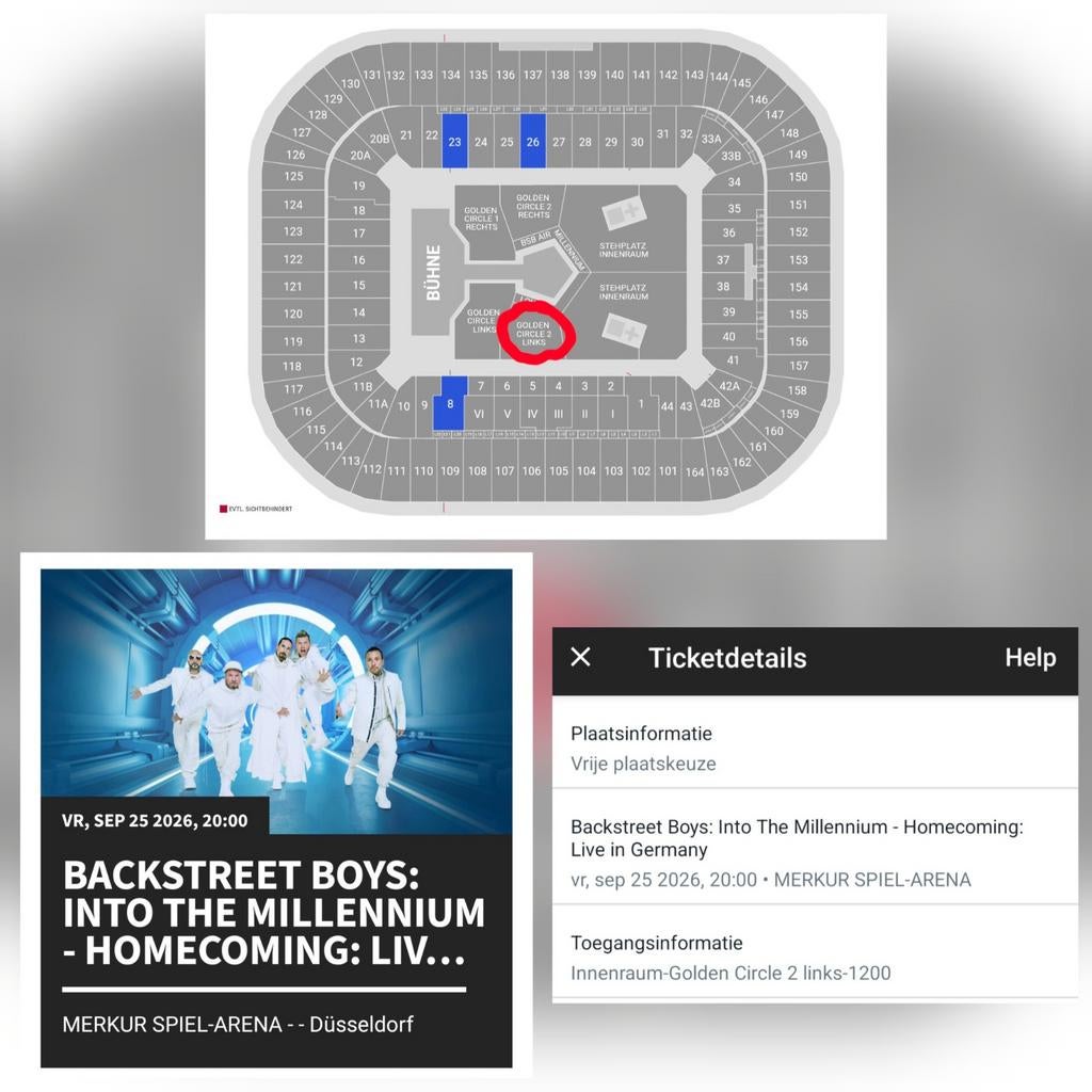 Backstreet Boys Düsseldorf Golden Circle 2, Tickets en Kaartjes, Eén persoon
