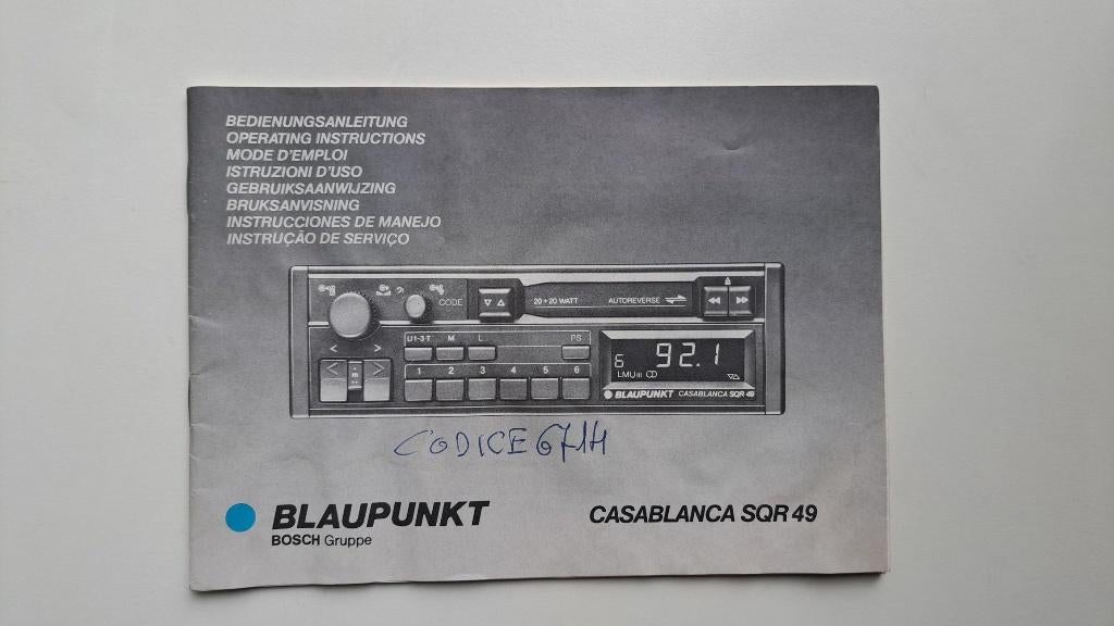 Blaupunkt Casablanca SQR49 Gebruiksaanwijzing / o.a. Porsche, Auto diversen, Autoradio's, Ophalen of Verzenden, Zo goed als nieuw