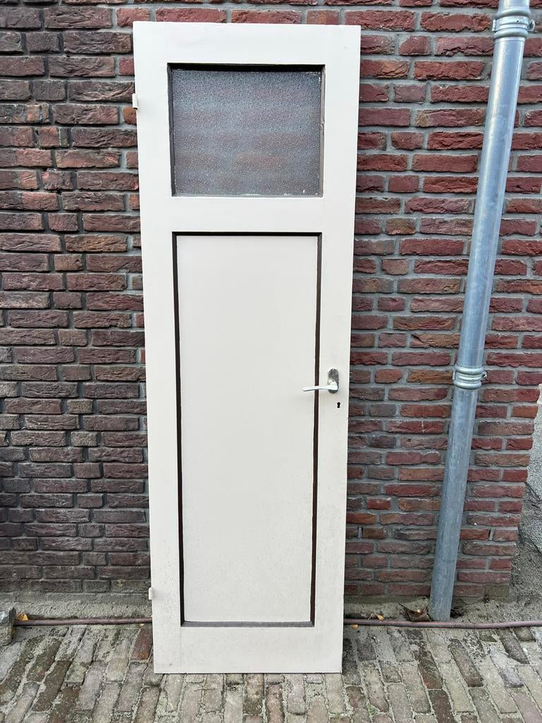 Oude deur jaren 30 met bovenlicht, Ophalen of Verzenden, Zo goed als nieuw, Hout