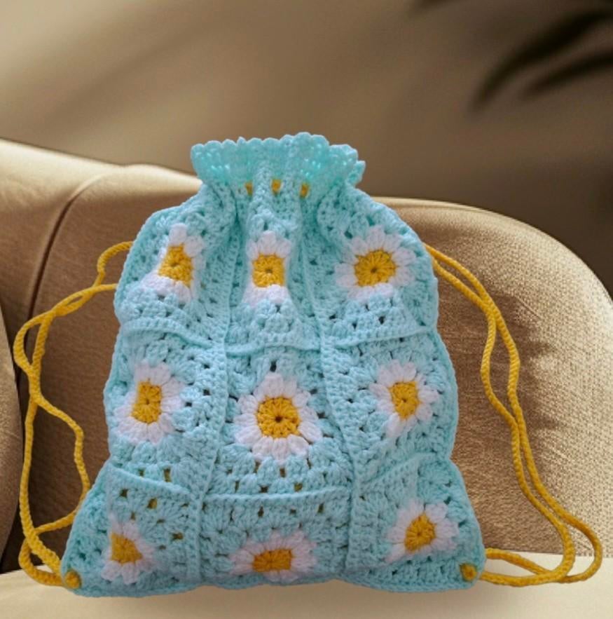 Rugtas granny square, Verzenden, Nieuw, Jongen of Meisje