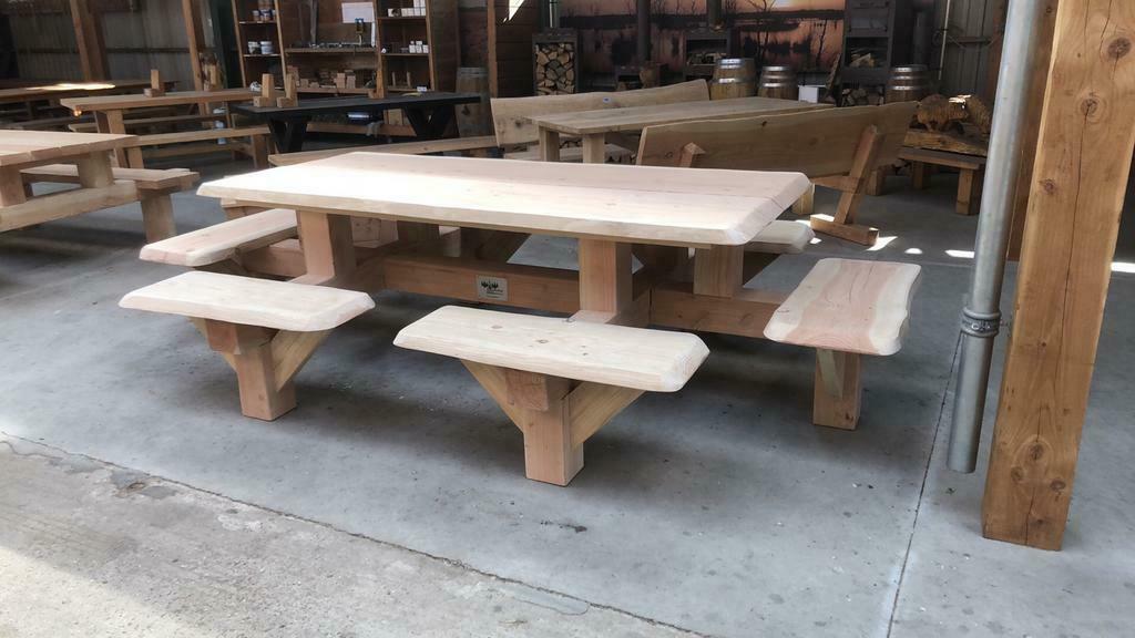 12 persoons clubbank picknicktafel douglas robuust, Ophalen, Zo goed als nieuw, Hout