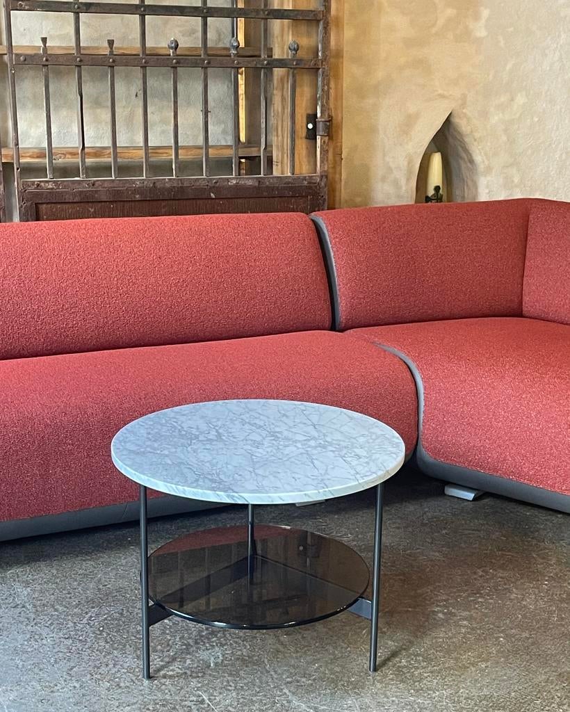 Leolux salontafel Tampa round double marmer, Ophalen, Nieuw, Rechthoekig, 50 tot 100 cm