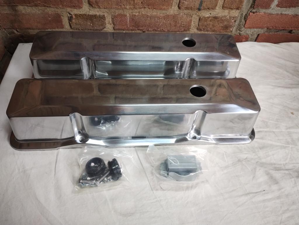 Aluminium HD kleppendeksels, SBC, gepolijst, nieuw, Auto-onderdelen, Motor en Toebehoren, SRE-Parts, Chevrolet, Nieuw, Ophalen of Verzenden
