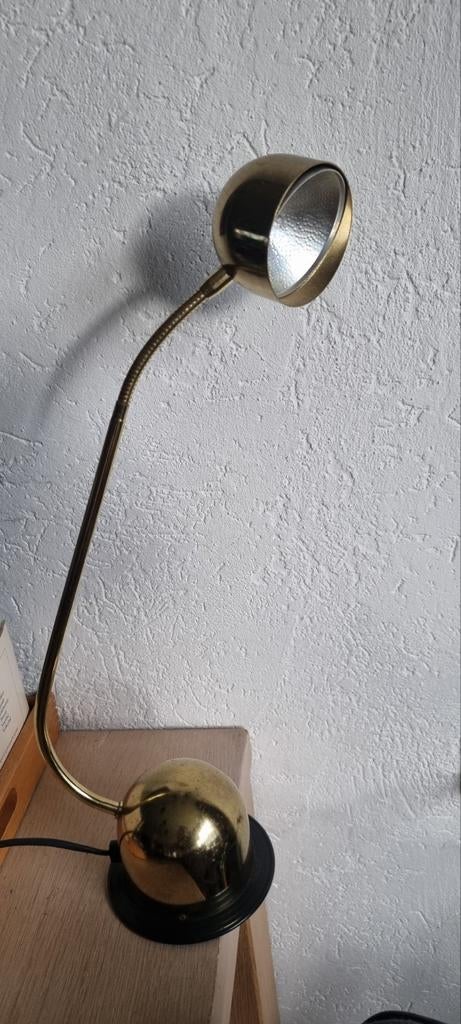 Vintage messing bureaulamp, Gebruikt, Vintage, Ophalen of Verzenden, Minder dan 100 cm