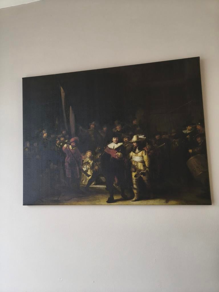 2 canvas schilderijen  de Nachtwacht en meisje met de parel, Ophalen