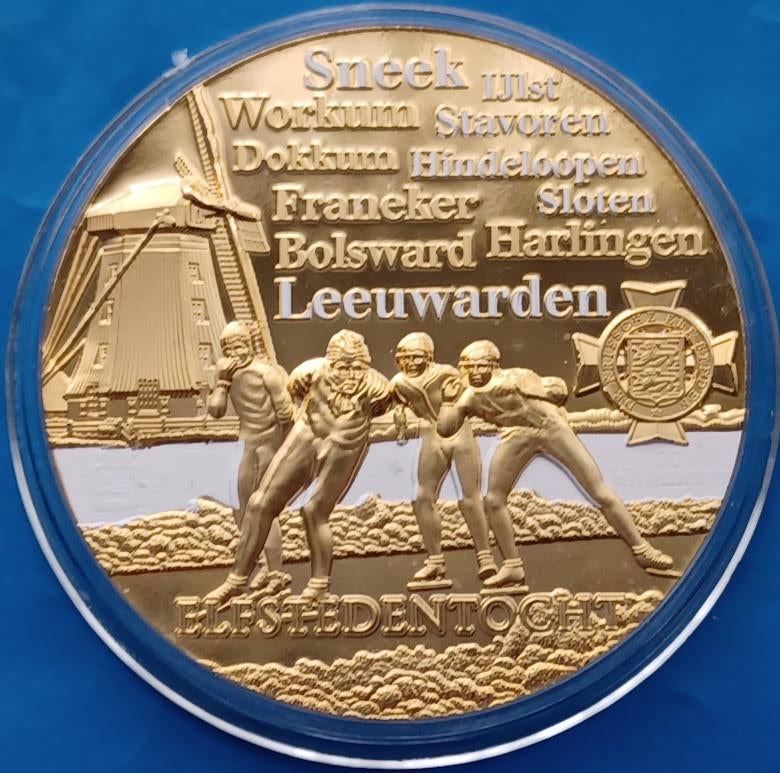 Penning Friese Elfstedentocht Leeuwarden - Nationaal Erfgoed, Verzenden, Brons, Nederland
