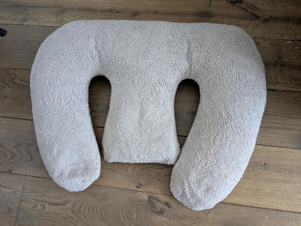 Voedingskussen teddy taupe + relax hoes champagne, Ophalen of Verzenden, Gebruikt, 140 tot 160 cm, 70 tot 85 cm