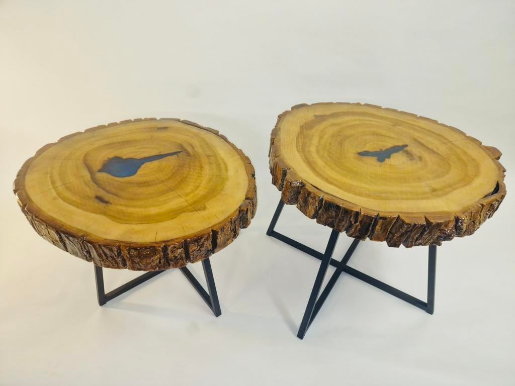 Epoxy Rivier tafel| Tulpenhout| Set, nu 20% korting, Eikenhout, 75 cm of meer, Nieuw, Ophalen of Verzenden
