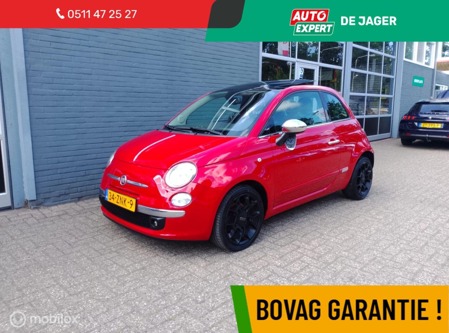 Fiat 500 0.9 TwinAir Lounge / Leder / Glazen schuifdak, Auto's, Voorwielaandrijving, Euro 5, 86 pk, Gebruikt