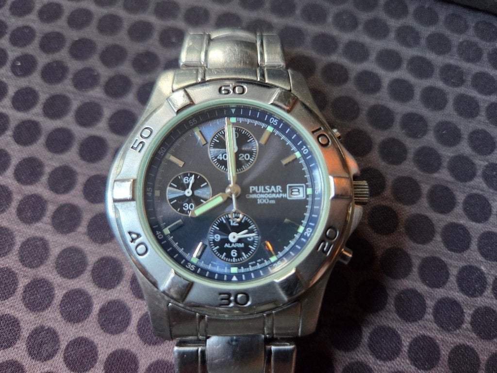 Pulsar Chronograaf Alarm (Seiko 7T62-X006) – Mooie staat, Sieraden, Tassen en Uiterlijk, Horloges | Heren, Gebruikt, Polshorloge