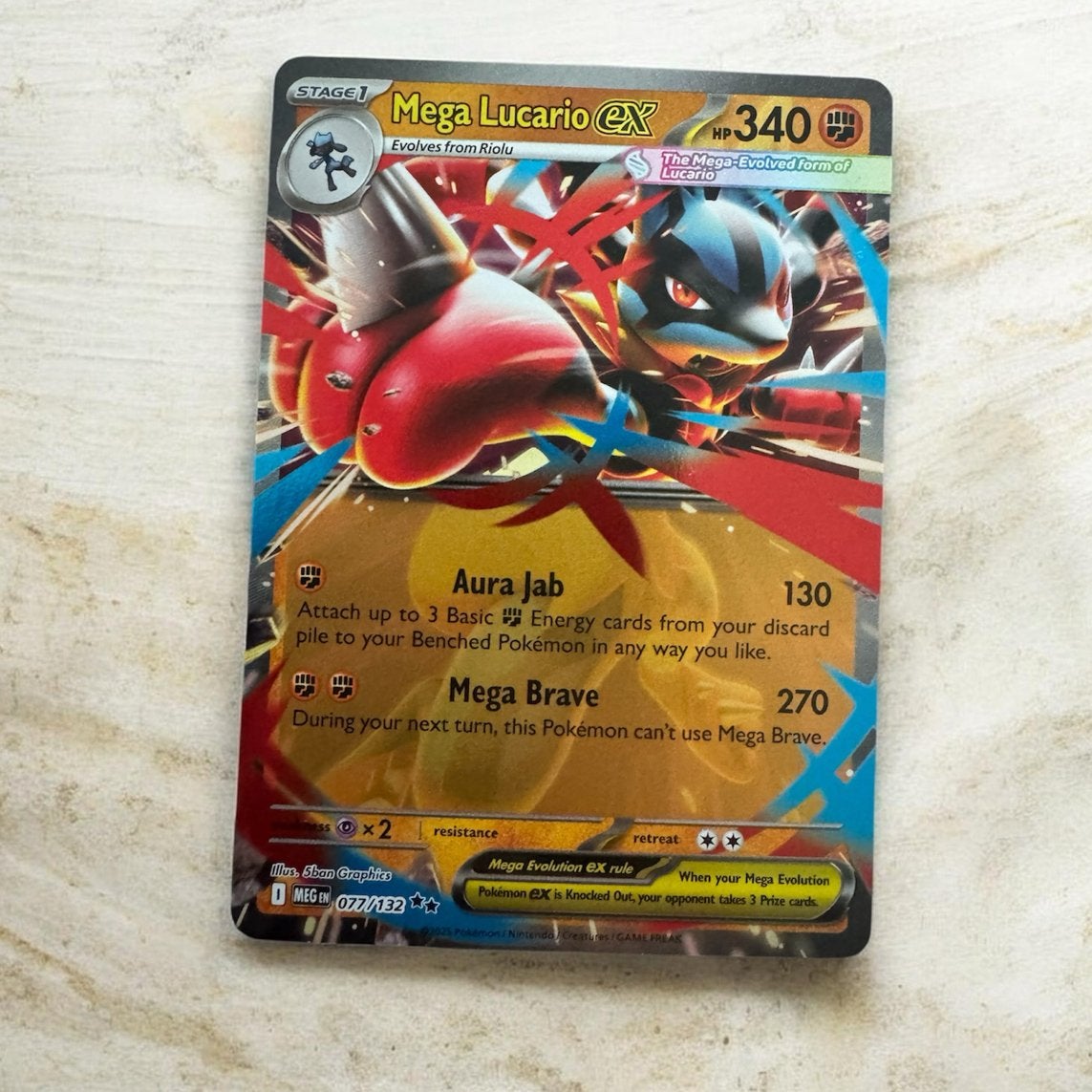 Mega Lucario EX Pokémon Kaart (Full Art), Hobby en Vrije tijd, Verzamelkaartspellen | Pokémon, Ophalen of Verzenden, Zo goed als nieuw
