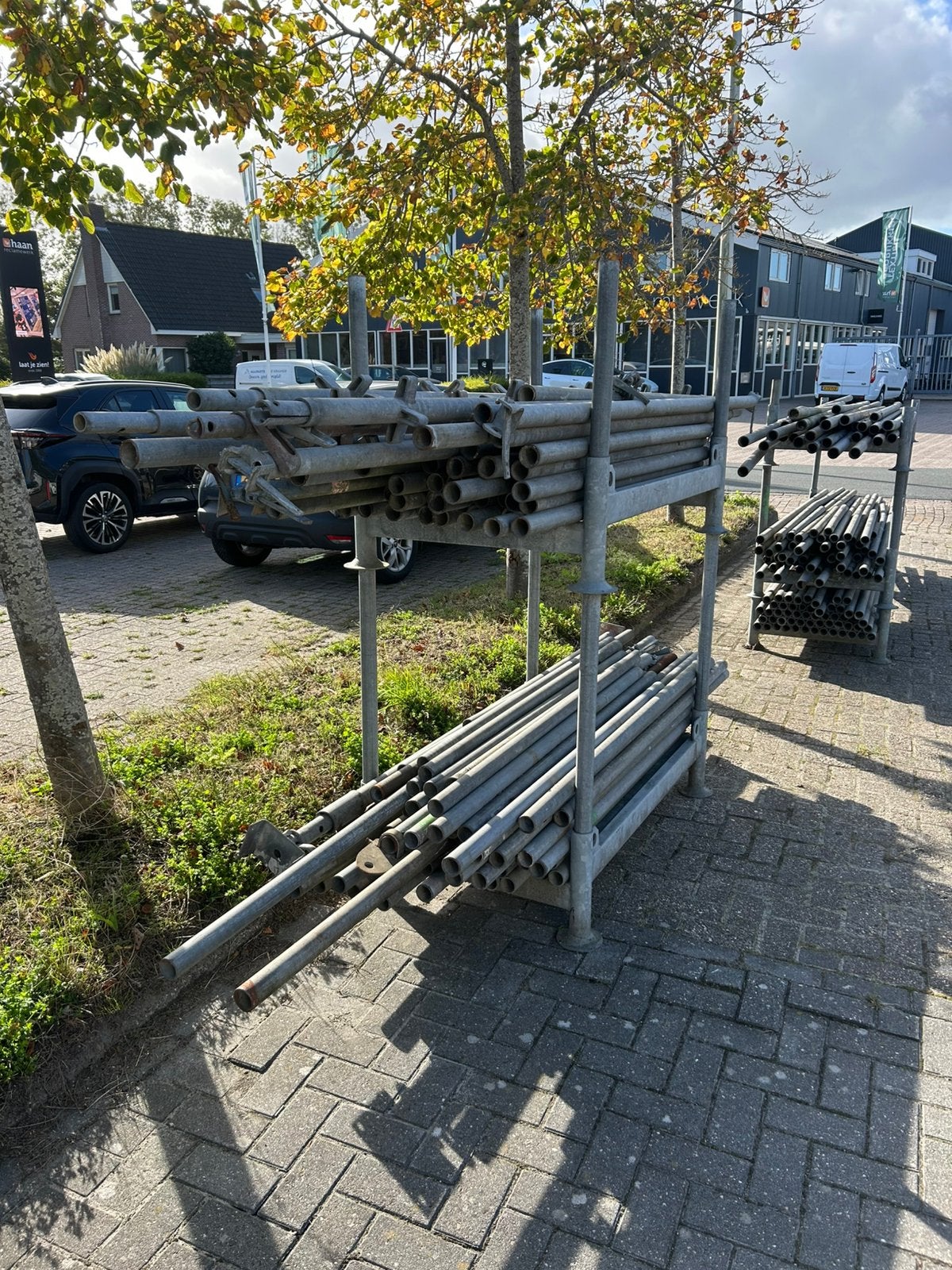 Complete partij gebruikt steigermateriaal + 3 bokken, Doe-het-zelf en Verbouw, Ophalen, Gebruikt, Overige typen, 2 tot 5 meter