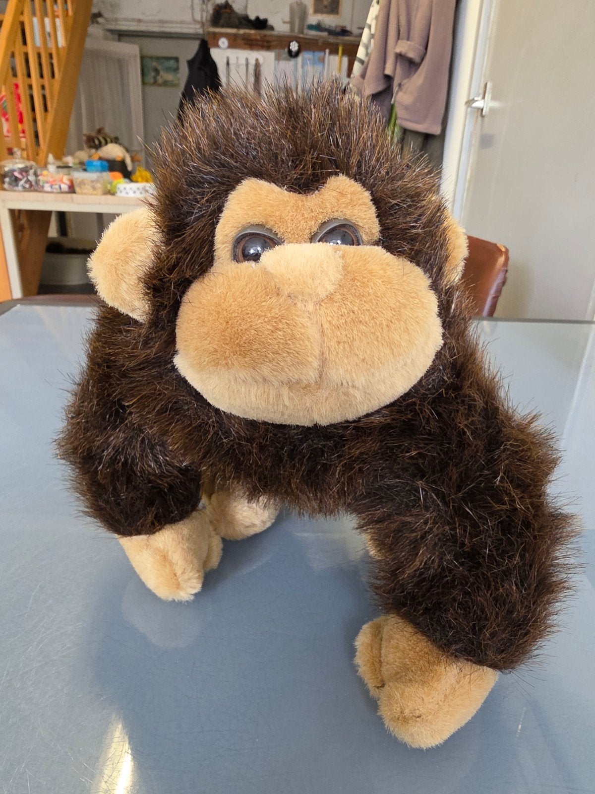 Schattige bruine pluche aap knuffel, Kinderen en Baby's, Ophalen of Verzenden, Zo goed als nieuw, Middelgroot (20 tot 80 cm), Bruin